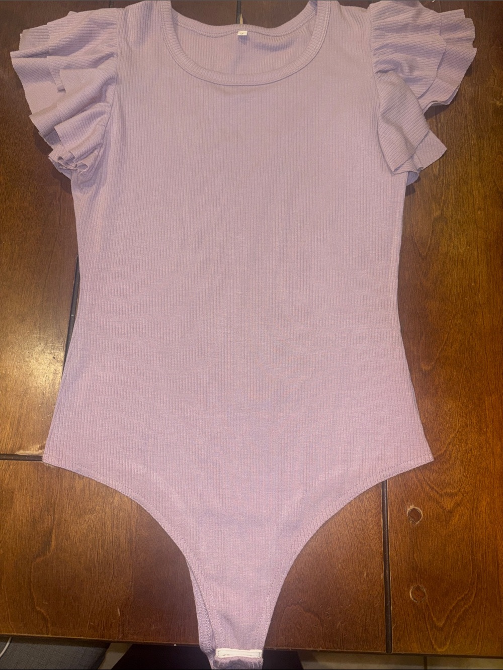 Source Unknown Lavender Ruffle Sleeve Ribbed Bodysuit